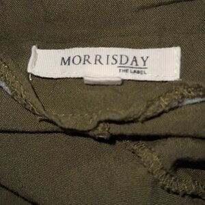 Morrisday olive green button  down Crop Top Sz L